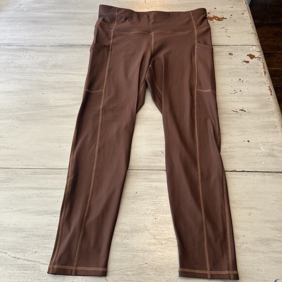 Fabletics Chocolate Brown High Waisted Legging Sz XXL w/ Pockets - Picture 1 of 7